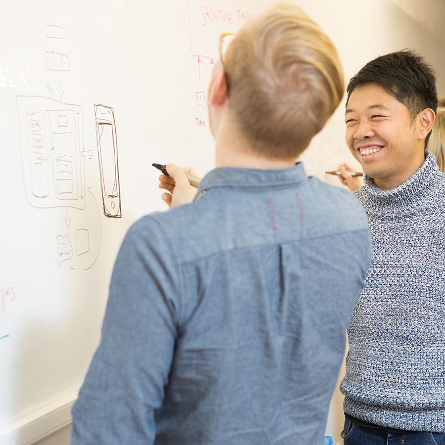 Papier peint tableau blanc en utilisation pour concevoir des applications telephoniques